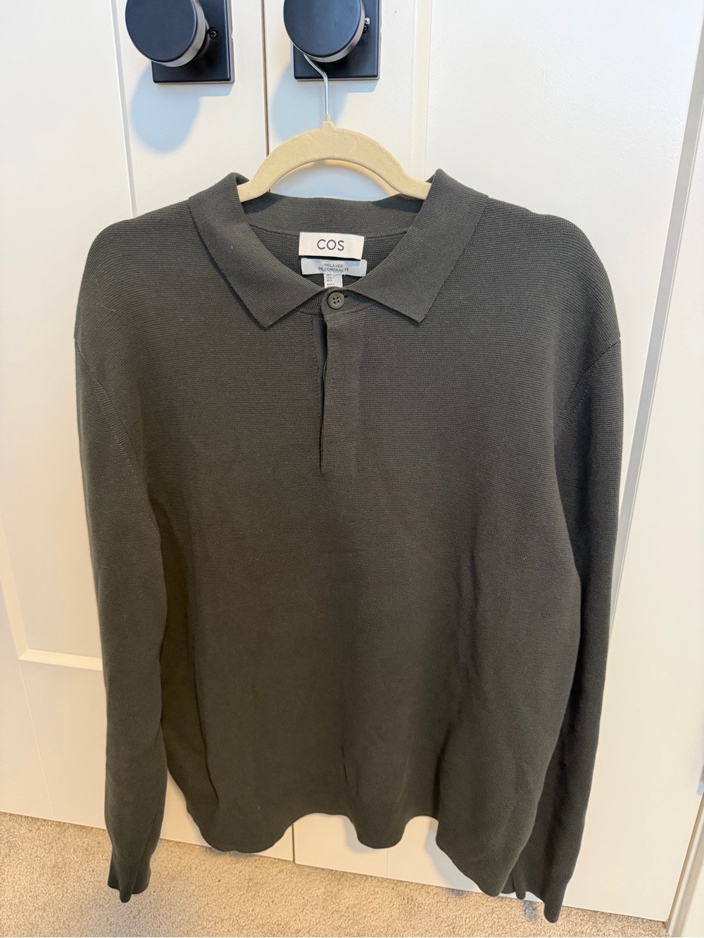 COS green collared sweater